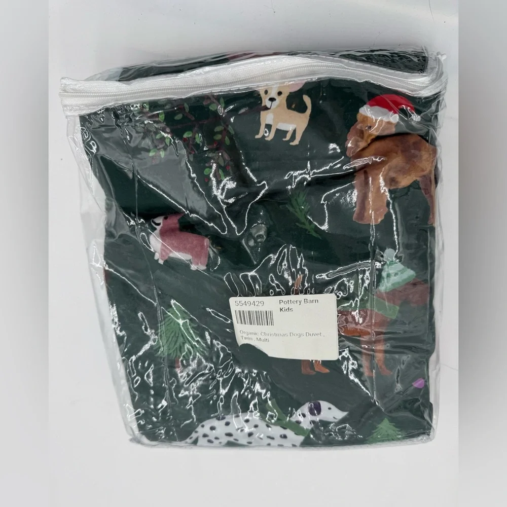 Pottery Barn Kids Christmas Dogs Organic Duvet Cover twin size